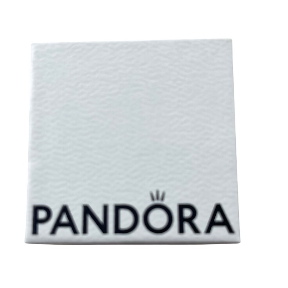 Pandora Charm Ring Gift Box White Pink Interior Black Velvet Cushion 2"x2"
